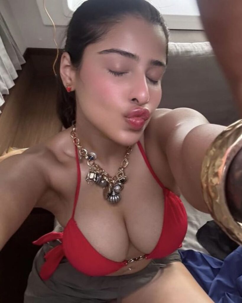 Edin Rose red bikini look